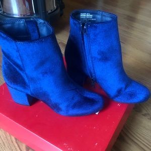 Velvet blue booties